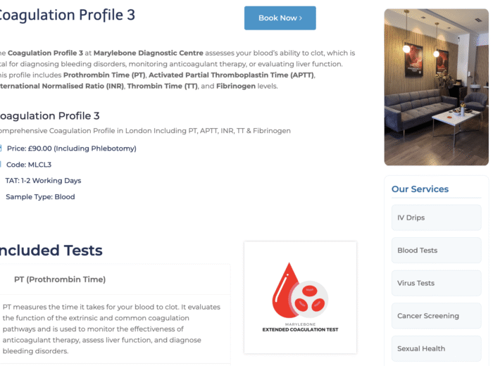 Coagulation Profile Test London | Cost, Results & Booking | 24–42h Results