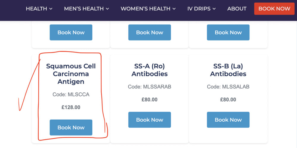 Squamous Cell Carcinoma Antigen Test London | Cost and Fast Results